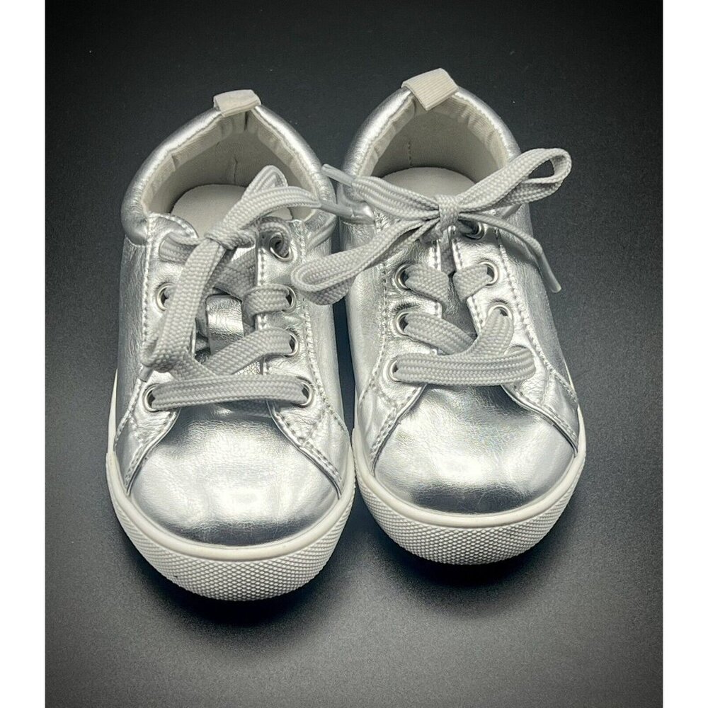 Gap Kids Toddler Tennis Shoes Sneakers Metallic Silver Size 8